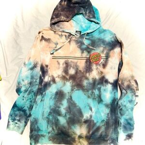 Santa Cruz Skateboards Tie Dye Hooded Sweatshirt Hoodie Pullover Large